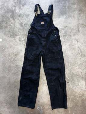 Vintage Ben Davis Black Bib Overalls Gorilla Cut Workwear Pants 36x30 Baggy
